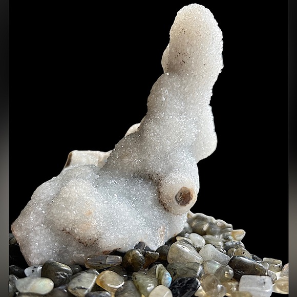 🪸WHITE QUARTZ CHALCEDONY DRUZY CORAL GEODE STALACTITE CLUSTER-BASE MATRIX🪸 - Picture 6 of 7